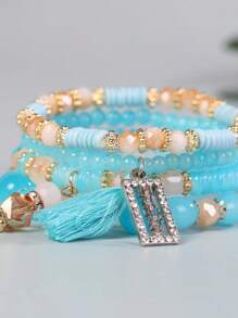 1 Conjunto Pulseira de Contas de Cristal, 4 Peças de Contas Arranjadas Aleatoriamente
