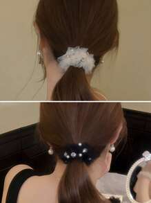 1Pc Elegant Faux Pearl Rope Female Simple Temperament Hair Rope Korean Online Celebrity Elastic Hair Tie Ponytail Headdress Holster. Hair Ties Ponytail Holders Hair Elastics Hair Rubber Bands Scrunchies Elastic Hair Tie, Hair Bobbles