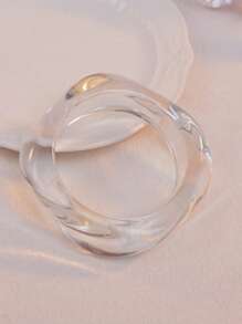 1pc Exaggerated Resin Asymmetrical Semi-Transparent Design Bracelet
