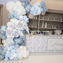 20pcs/35pcs Grey-Blue Balloons, 10-Inch Blue & White Transparent Balloons, Light Blue & Matte White Macaron Balloons, With Clear Balloons Suitable For Valentine's Day Decoration, Children & Adult Birthday, Carnival Theme Party, Wedding, Baby Shower, Gender Reveal Party, Bachelor Party, Celebration, Graduation, Ramadan - Multicolor - View 2