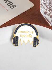 1入組音樂治癒我的靈魂復古色彩的黑膠唱片造型金屬胸針，創意服裝包飾徽章，男女適用於日常穿著