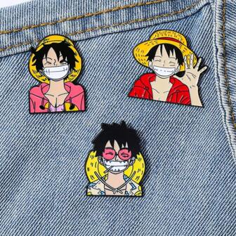  ONE PIECE 1/3 Pcs Creative Adventure Anime Brooch Funny Monkey D. Luffy Enamel Pin Backpack Clothing Jewelry Metal Badge Accessories Festival Gift Office Accessories Shirts Jacket Halloween Clothes Pin Cute Teacher Gifts Halloween Accessories Teachers Day Costume Accessories Bag Charms Christmas
