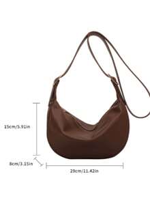 Women's Shoulder Bag With Adjustable Strap And Zipper Closure - Rust Brown - View 7
