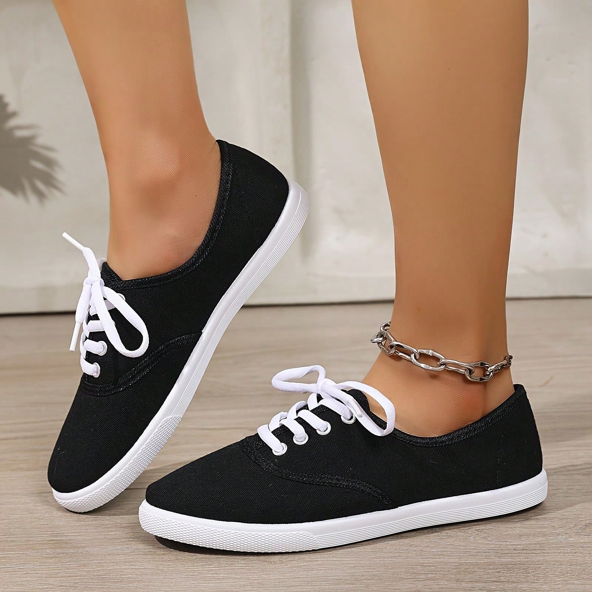Zapatos cómodos de lona con cordones para mujer - Zapatillas casuales suaves y transpirables, adecuados para caminar y correr