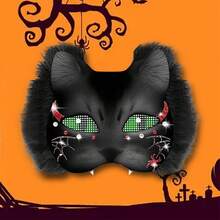 DIY Fox Facewear Kit Halloween Cat Facewear Making Kit With Fur For Masquerade Cosplay Dance Party - Xám - Xem 2