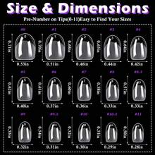 600PCS Extra Short Stiletto Press-On Nails - Pre-Shaped Clear Acrylic Nail Tips Kit | 10 Sizes Half Cover False Nails For DIY Salon At Home | Soak Off & Reusable - 橢圓形 - 查看 4