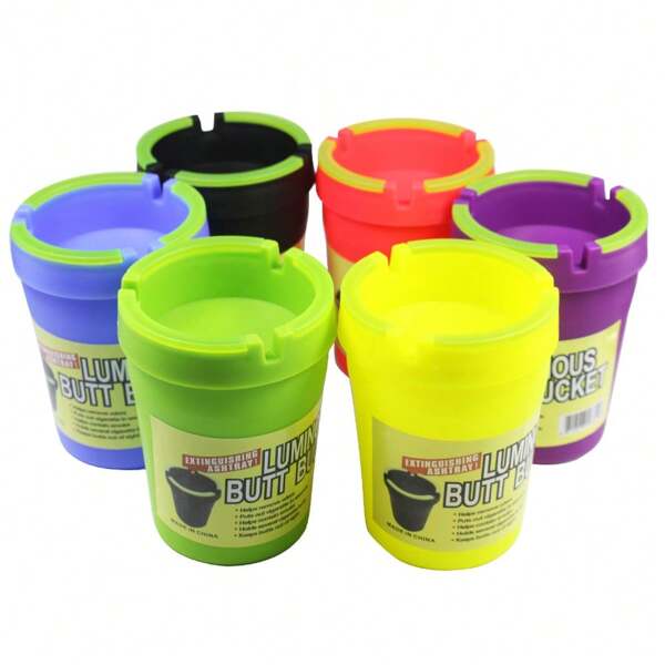 1PC Car Household Ashtray Plastic PVC Glow In The Dark Daily Use Gift