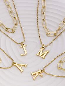 1 szt. Modny, spersonalizowany naszyjnik z wisiorkiem z 26 inicjałami, uniwersalny naszyjnik w stylu letnim, prezent dla kobiet - Żółte złoto - Zobacz 3