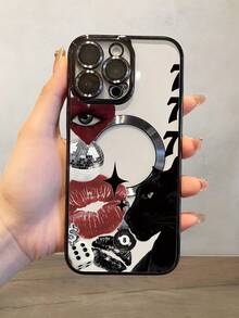 MagSafe MagneticLip Leopard Print Print Pattern Phone Case For IPhone 16 16Plus 16Pro 16ProMax 16E 15 14 13 12 11 &  S24 S23 Ultra A54 – Shockproof Slim Clear TPU Cover With Camera Protection – Aesthetic Gift For Women Men Teens Holiday - 黑色 - 查看 1