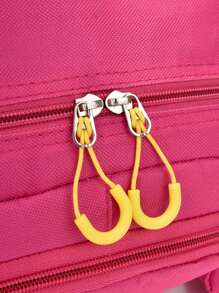 New Fashion Cartoon Backpack With Small Pouch - Hot Pink - View 4