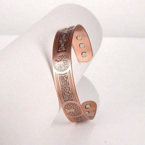 1pc/2pcs 99.99% Pure Copper Magnetic Bracelet For Men Adjustable Cuff Bangle Simple Style Decoration Gifts Easter Gifts
