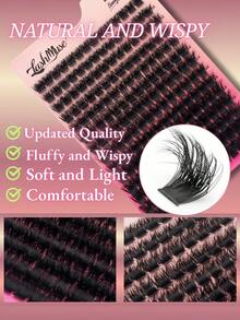 196pcs 150D Mixed Cluster Eyelash Extension 0.07mm Thickness D Curl 10mm-18mm Mixed Natural Style Russian Flat Thick Fluffy Handmade Faux Mink Eyelash Cluster, Suitable For Halloween, Festival, Christmas Makeup, Ideal For Beginnerslash Clusters,Eyelash Clusters,Individual Eyelashes,Lashes,Fake Lashes - DD - View 3