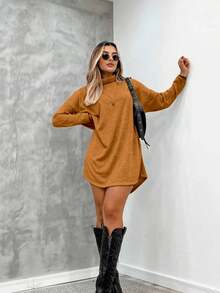 Women's Long Sleeve Lace Dress For Summer - 卡其色 - 查看 1