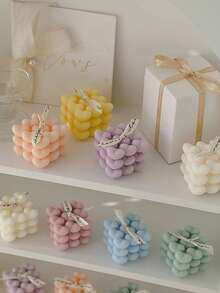 Heart Tube Design Candle, White Wax Scented Candle, Bubble Candle, Beautiful Bliss Bubble Candle, Decorative Wax Aromatherapy, Cute Nordic Pastry, Large Decorative Shape Candle, Ornament For Home Decor, Gift,Room Decor,Gifts Birthday Graduation, Available In Color, Fragrance, Size Options,Room Decor