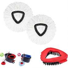 Mop Replacement Heads 2 Pcs & 1 Scrub Brush Combo For Ocedar Easywring 1-Tank System,Microfiber Spin Mop Replacement Head,Machine Washable For Bathroom,Kitchen,Tub And Tile Cleaning - 包含4個白色拖把頭的完整套裝 - 查看 8