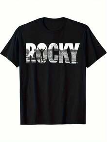 Camiseta de algodón de ajuste clásico Black para hombres; Parejas - Camiseta de cuello redondo con gráfico desgastado. Talla L-XXL. Casual; Ropa de exterior. Lavable aáquina. Camiseta vintage. Ropa de exterior. Estilo relajado. Tela transpirable. Camiseta cómoda - Negro - Ver 1