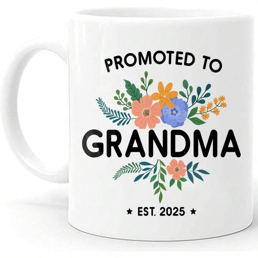 1pc Promoted To Grandma 2025 Ceramic Coffee Mug - 11oz Insulated, Reusable Multipurpose Cup, Machine Washable - Ideal Gift For New Grandmothers, Grandmother To Be, And First-Time Grandparents