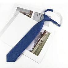 1 pieza Corbata clásica de lino de 6 cm de unicolor para hombre, color macaron