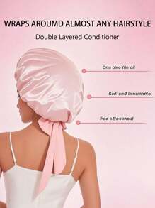 1pc Bow Floppy Band Sleeping Hat Beauty Cleaning Hair Care Hat Moon Hood Hat Wide Brim Elastic Hat Women's Solid Color Brim With Elastic Band, Fashionable And Comfortable Sleeping Cap, Breathable And Soft, Suitable For Long And Curly Hair, Non-Slip, Suitable For Sleeping, Home And Daily Use, Hair Care Cap Back To School