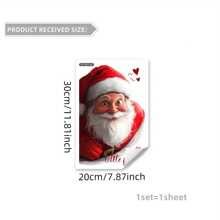 19.99*30.0cm Double-Sided Visual Pattern Glass Window Sticker, Home Window Christmas Decoration Sticker, DJ7560-NL Simulated Santa Claus Room Decor Home Decor Wall Decor Wall Stickers Stickers Living Room Decor Personalised Stickers