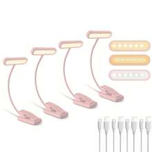 Yogle LED Clip-On Leselicht, 3 Farbtemperatur-Modi und 5 Helligkeitseinstellungen, USB-Aufladung, stufenlos dimmbar mit 360° flexiblem Leseleuchte, tragbare Clip-On Leuchte für Büro, Nachtlektüre