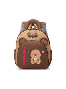 1 New Nylon Backpack, Cute Capybara Pattern Design, Can Be Carried On One Shoulder, Multiple Pockets With Zipper Closure, Fashionable Cartoon Style, Suitable For Daily School And Outdoor Travel - A - View 6