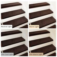 Plush Soft 14pcs Bullnosed Carpet Stair Treads Cover (9.5" X 30"X1.2")With 1pcs Landing Mat (24"X36") Rugs Set Tape Free Self-Adhensive Non-Slip Noise Reduced - 深棕色 - 查看 10