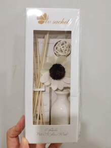 9 Pieces/1 Set, Flameless Home Aromatherapy Set, (1 Bottle Of Aromatherapy Oil+1 Ceramic Bottle+5 Rattan Aromatherapy Sticks+1 Rattan Ball+Dried Flowers) With Long-Lasting Fragrance, Suitable For Bedrooms, Study Rooms, Bathrooms, And Living Rooms. Birthday, Christmas, And New Year Gifts