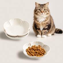 1pc Ceramic Pet Bowl, Cat Food Bowl Dog Food Bowl, Black & White Minimalist Pet Feeding & Drinking Bowl, Shallow Pet Bowl For Cats & Dogs, Safe Underglaze Craftsmanship - Multicolor - View 1