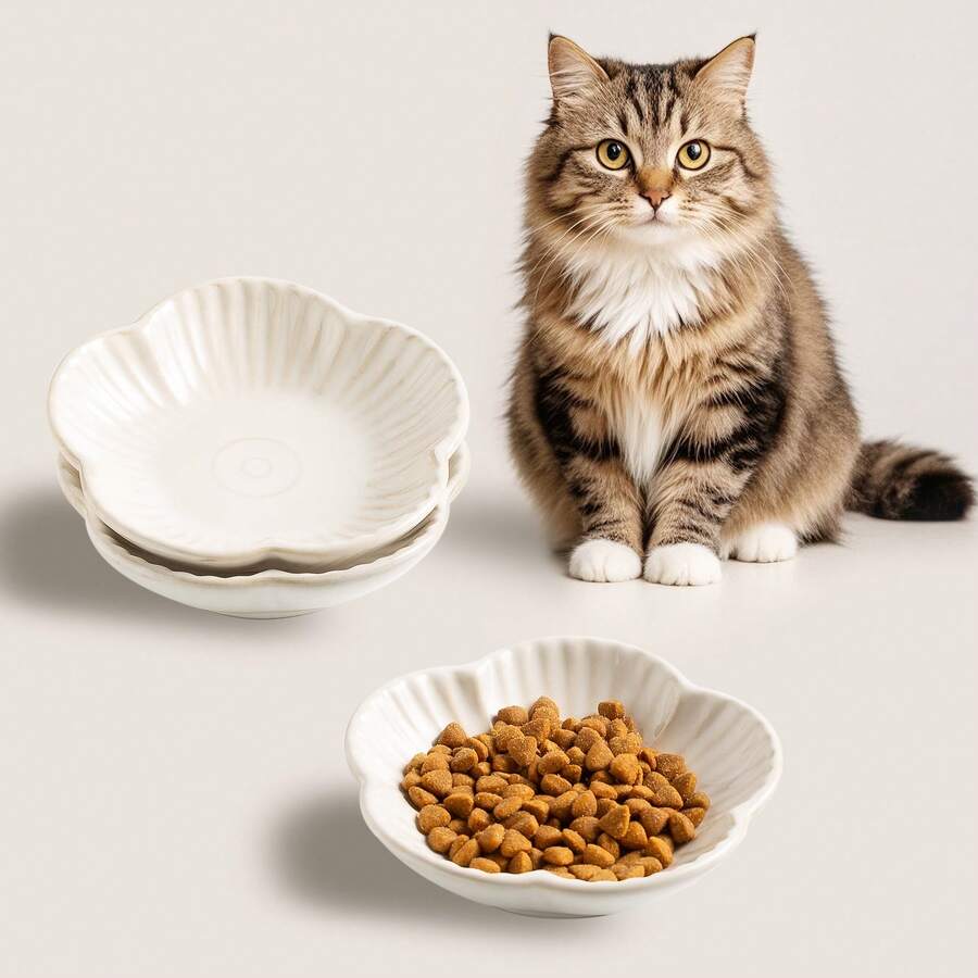 1pc Ceramic Pet Bowl, Cat Food Bowl Dog Food Bowl, Black & White Minimalist Pet Feeding & Drinking Bowl, Shallow Pet Bowl For Cats & Dogs, Safe Underglaze Craftsmanship - Multicolor - View 1