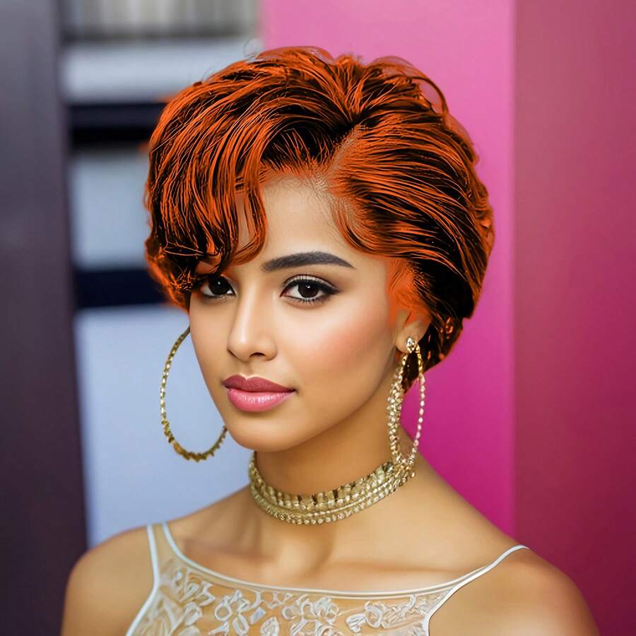 13*4 Lace Front Wigs Short Pixie Cut Wig Human Hair Wigs For Women 6inch Perfect For Daily Wear & Parties - S350 - Xem 1