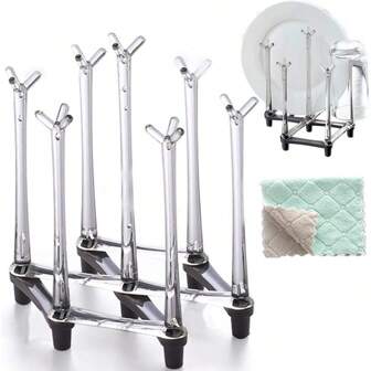 YGYU Retractable Cup Drying Rack, Drinking Glass And Sports Bottle Drainer Stand, Plastic Bag Dryer With Non-Slip Bottom For Kitchen Countertop