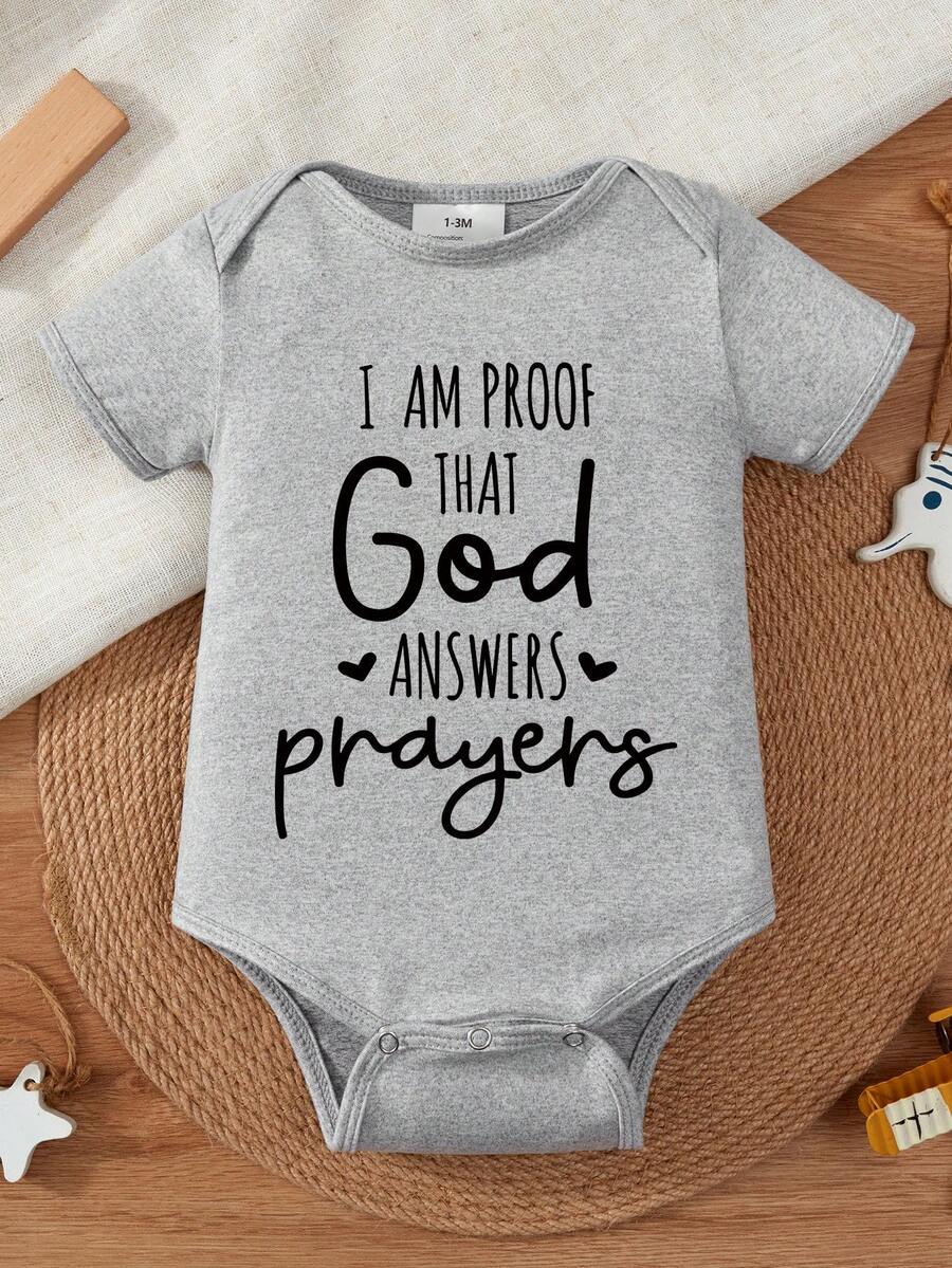 Newborn Baby Boys Slogan Print Short Sleeve Bodysuit - Grey - View 1