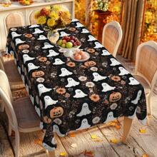 1 件万圣节鬼南瓜花卉印花，耐用涤纶面料，适用于家庭厨房餐厅、花园、节日派对、餐厅和宴会装饰、秋季装饰