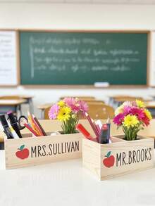Porte-crayon personnalisé pour bureau, décoration pour la salle de classe, organisation des enseignants à la maison d'enfants, cadeaux d'enseignants personnalisés, cadeaux de rentrée scolaire pour les enseignants, fournitures de cadeaux de Noël