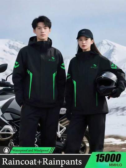 Adult Thickened Full Body Rain Suit, Unisex Raincoat And Pants Set, Durable Waterproof Windproof Rainwear For Outdoor Activities, Hooded Long Sleeve Jacket, Fashionable Waterproof Rain Suit, Breathable Cycling Gear Suitable For Cycling, Travel, Hiking And Other Sports, Hooded Breathable Raincoat