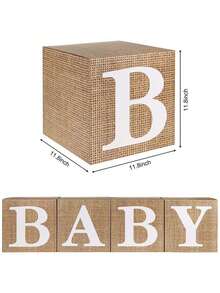 1套30厘米婴儿气球盒亚麻/木纹熊造型气球盒婴儿洗澡儿童生日性别揭晓装饰照片道具家居装饰派对装饰饰品