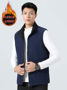 Gilet termico senza maniche da uomo, stile cardigan con collo alto, adatto per alpinismo, viaggi, sport casual, pesca in autunno/inverno - Blu reale - Visualizzare 6