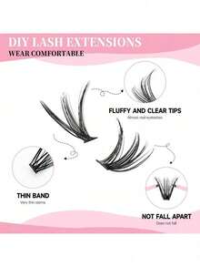 200 PCS D Curl DIY Lashes Extension Kit Lash Bond And Seal Remover Eyelashes Clusters Makeup Tools For Gluing Lashes Gluing Glue - Black - View 4