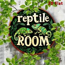 2D Flat, 1pc Vintage Reptile Room Metal Wall Art Sign - Funny Cartoon Aluminum Plaque With Vibrant Lizard Design, 8X8 Inch Round Decor For Home, Kitchen, Garden, Bar, Cafe And Garage, 2D Flat - 彩色 - 查看 6