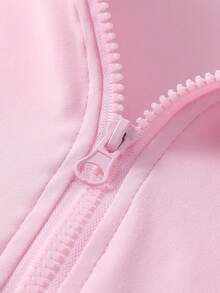 1pc Women Plus Size All Season Thumb Hole Fitted Yoga Fitness Jacket, Suitable For Running And Yoga - Pink - View 6