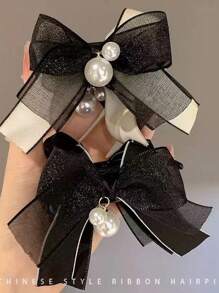 Elegant Large - Sized Bow - Adorned Hair Claw Clip: Non - Slip For Ponytails And Perfect For Bun Hairstyles - Ideal For Women And Girls,Hair Clips,Hair Accessories Hair Jaw Clip Hair Clamps Hair Clutch Hair Catcher Clip, Casual