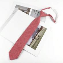 1 pieza Corbata clásica de lino de 6 cm de unicolor para hombre, color macaron