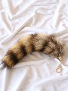 1 pieza Cola de zorro esponjosa llavero, Llavero con cola de mapache peludo, Colgante de bolso, Llavero de fiesta de moda con pompón, Llavero decorativo con cola, Adecuado para cosplay, Fiesta infantil y de niñas - Marrón - Ver 5