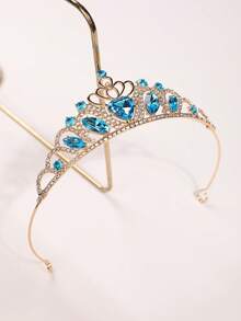 1pc Princess Crown Party Headpiece, Luxury Crystal Alloy Tiara - Blue - View 4