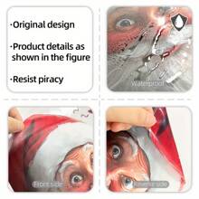 19.99*30.0cm Double-Sided Visual Pattern Glass Window Sticker, Home Window Christmas Decoration Sticker, DJ7560-NL Simulated Santa Claus Room Decor Home Decor Wall Decor Wall Stickers Stickers Living Room Decor Personalised Stickers