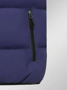Chaleco con capucha con cordón para hombre, acolchado, para otoño e invierno - Azul Marino - Ver 5