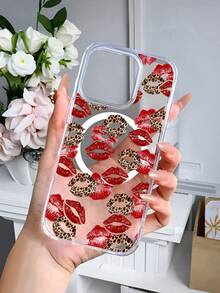 Leopard Lip Print Pattern Premium Magnetic Phone Case For Compatible With IPhone 16e/16/15/14/13/12/11/ProMax/Pro/Plus/XSMax/XS/X, For Compatible With Samsung Galaxy S22/S23/S24/S25/Plus/FE/Edge/Ultra,Fashion Female Summer Unique Cases Transparent Shockproof Anti-Drop Ultra-Thin Design Acrylic+Tpu Hard Back Non-Yellowing Clear Protection Cover Men Casing Girl Women Ultimate Protective Fundas Para Protectores De Celulares Accessories Friend Gift Aesthetic Protector Forro De Teléfono - 無色 - 查看 2