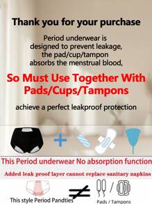 4 peças/pacote Calcinha Fisiológica de Cintura Alta para Mulheres, Calcinha Higiênica Preta com Entreperna Extra Longa para Período Menstrual, Cor Sólida, Elástica Tamanhos Grandes XS-XXL