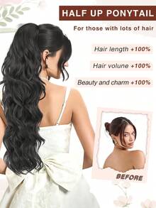 nimoki Estensioni per coda di cavallo, Coda di cavallo lunga e ondulata da 30 pollici con fermaglio, Estensioni per capelli sintetici ricci e voluminosi per l'uso quotidiano delle donne, con aspetto naturale